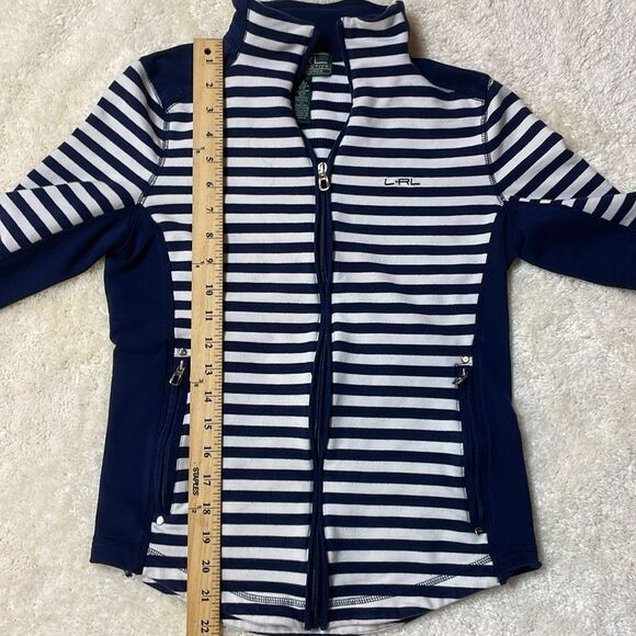 Lauren Ralph Lauren Active Navy/White Striped Full-Zip Jacket Sz S - Picture 4 of 6